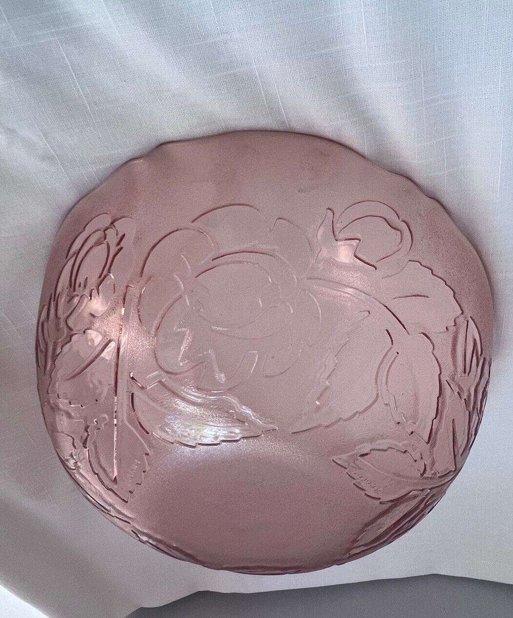 Vintage Arcoroc rose pink glass Fruit Serving bowl 1970s France Rosaline
